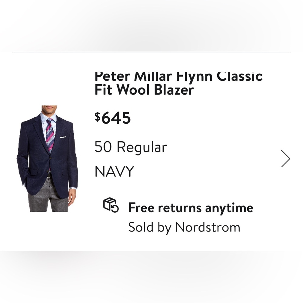 Peter Millar Navy Blazer 50 Regular